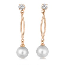 Stud Earring Enhancers With Pearl Drops - top view